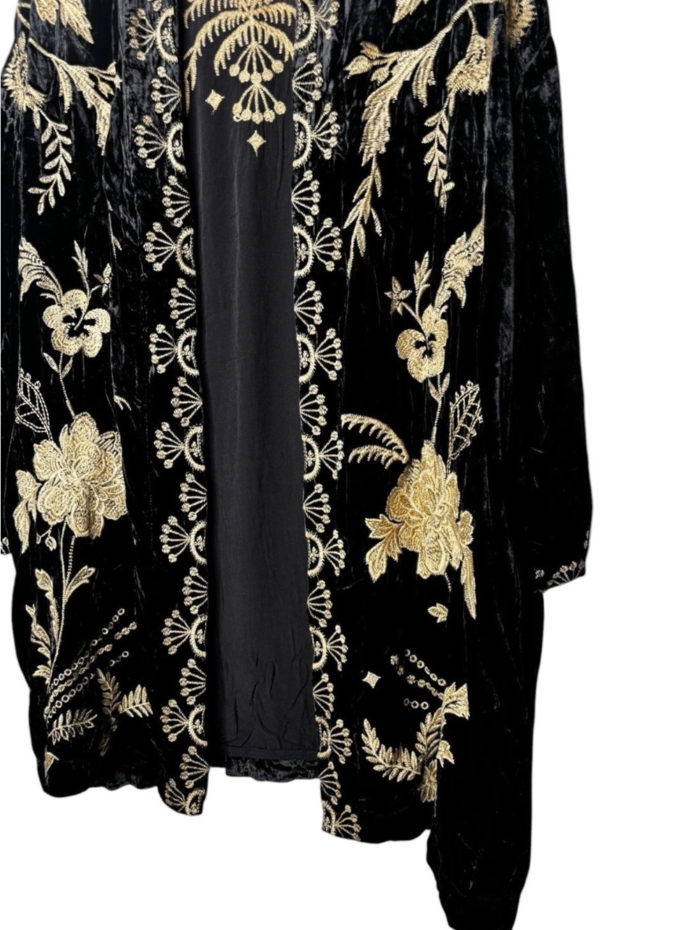 Johnny Was Velvet Kimono Size M Medium Embroidered Floral Cardigan Boho Top - Picture 4 of 6